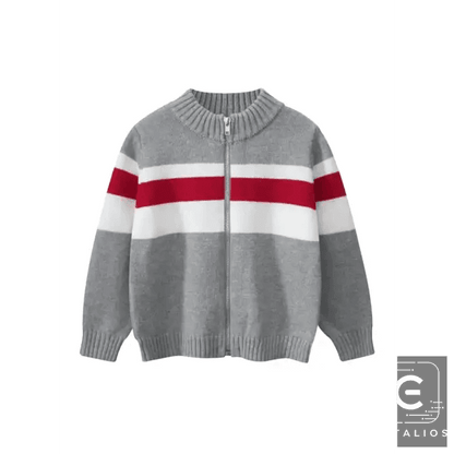 Chic Bold Striped Knit Zip-Up with Comfortable Cuffs - Estalios