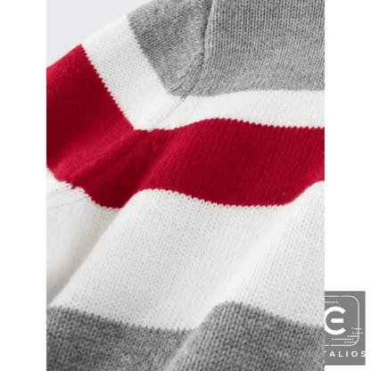 Chic Bold Striped Knit Zip-Up with Comfortable Cuffs - Estalios