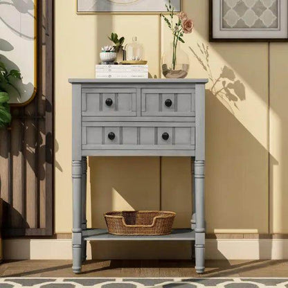 Gray Trexm Narrow Console Table with Stylish Storage Drawers - Estalios