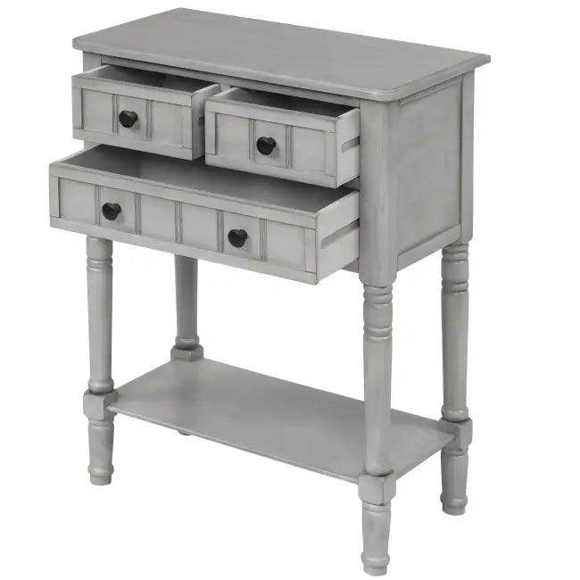 Gray Trexm Narrow Console Table with Stylish Storage Drawers - Estalios