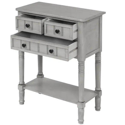 Gray Trexm Narrow Console Table with Stylish Storage Drawers - Estalios