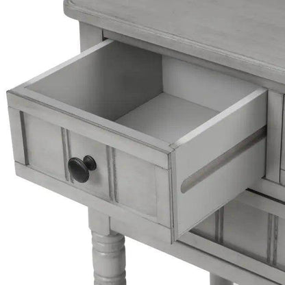Gray Trexm Narrow Console Table with Stylish Storage Drawers - Estalios