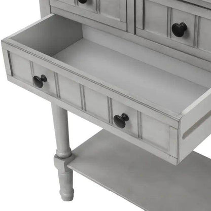 Gray Trexm Narrow Console Table with Stylish Storage Drawers - Estalios