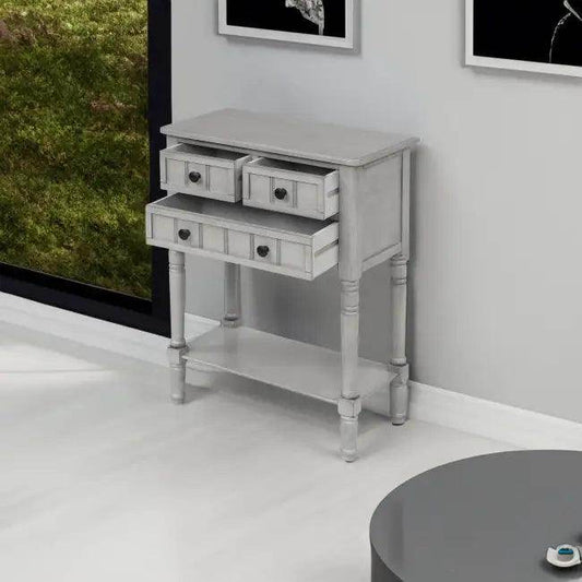 Gray Trexm Narrow Console Table with Stylish Storage Drawers - Estalios