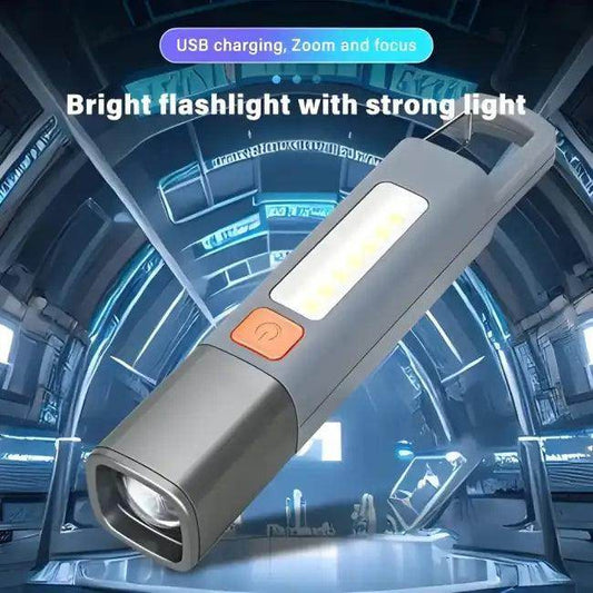 Gray USB Flashlamp with COB Side Light for Ultimate Versatility - Estalios
