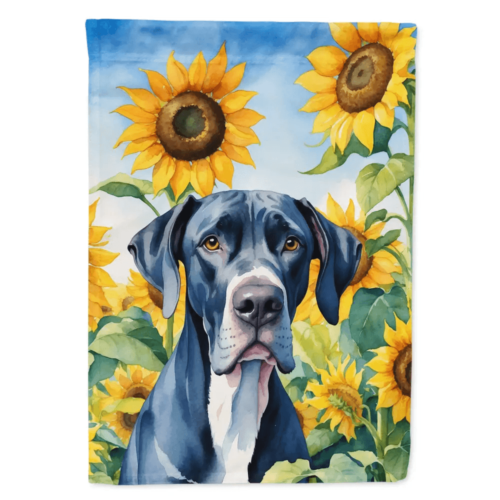 Great Dane Sunflowers House Flag for Vibrant Outdoor Decor - Estalios