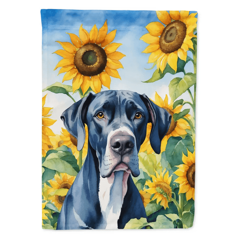 Great Dane Sunflowers House Flag for Vibrant Outdoor Decor - Estalios