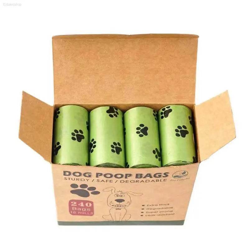 Box of green dog poop bags.
