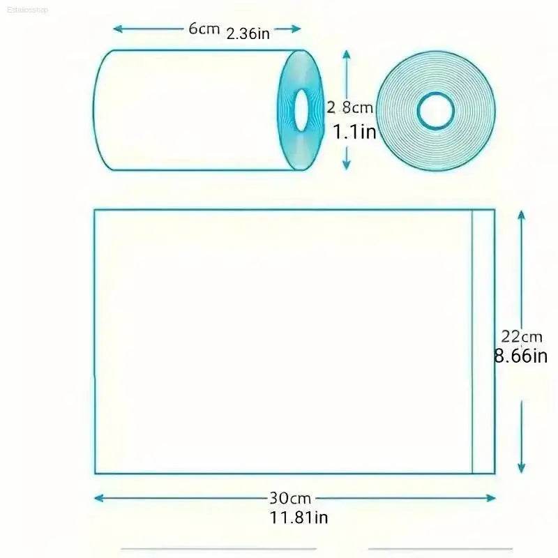 Roll of paper with dimensions.