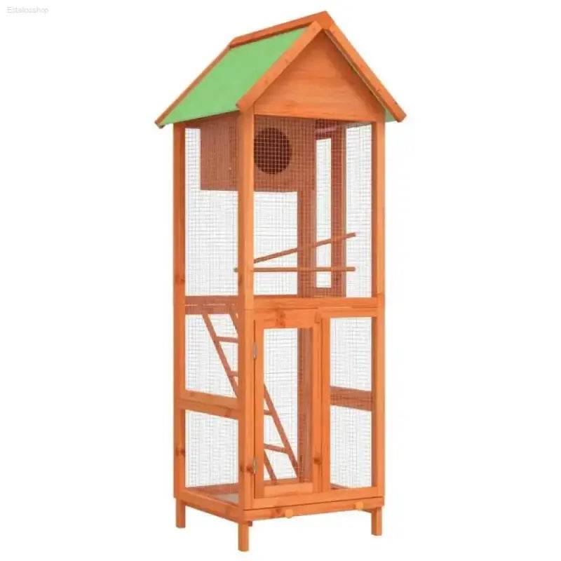 Green Roof Bird House: Solid Pine Wood Aviary! Elevate your Feathered Friends Living Space with our Stunning Wooden Bird Aviary! this Beautiful Bird House Offers - Estalios