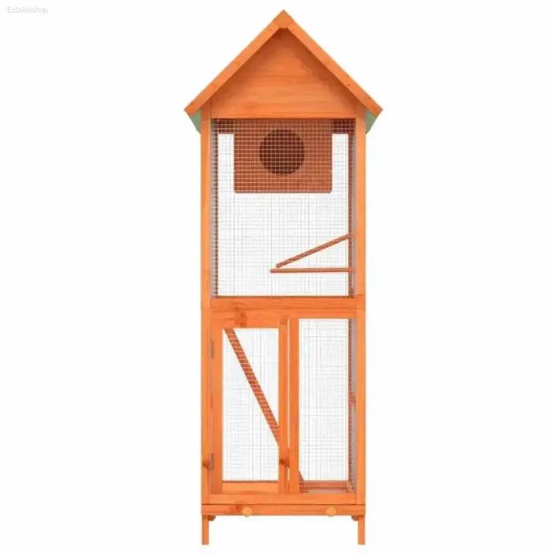 Green Roof Bird House: Solid Pine Wood Aviary! Elevate your Feathered Friends Living Space with our Stunning Wooden Bird Aviary! this Beautiful Bird House Offers - Estalios