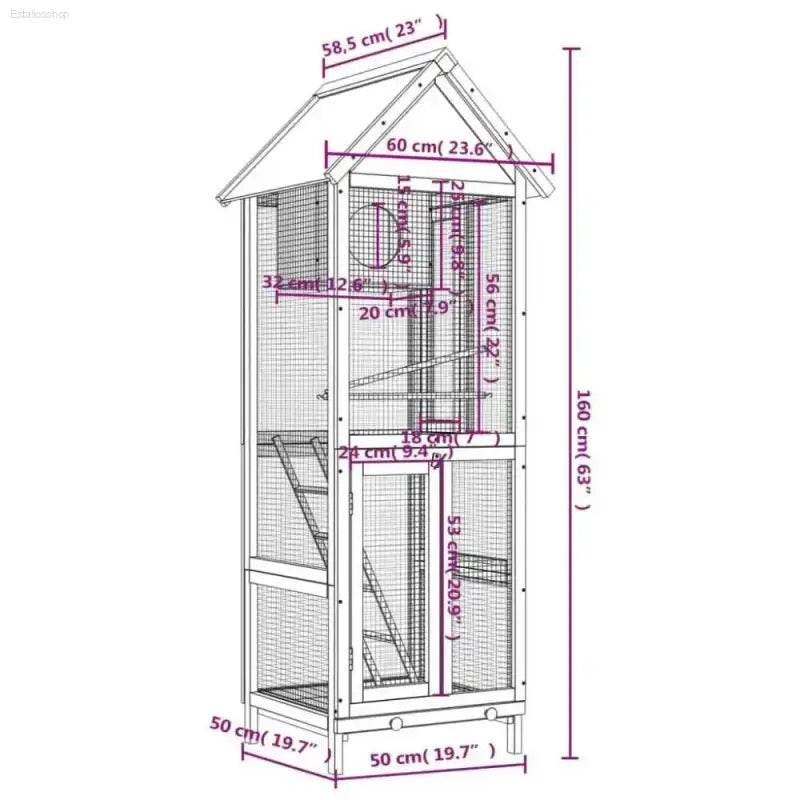 Green Roof Bird House: Solid Pine Wood Aviary! Elevate your Feathered Friends Living Space with our Stunning Wooden Bird Aviary! this Beautiful Bird House Offers - Estalios