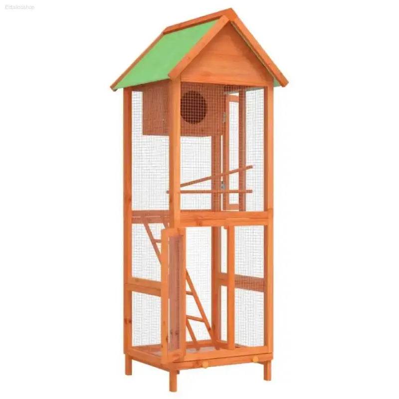 Green Roof Bird House: Solid Pine Wood Aviary! Elevate your Feathered Friends Living Space with our Stunning Wooden Bird Aviary! this Beautiful Bird House Offers - Estalios