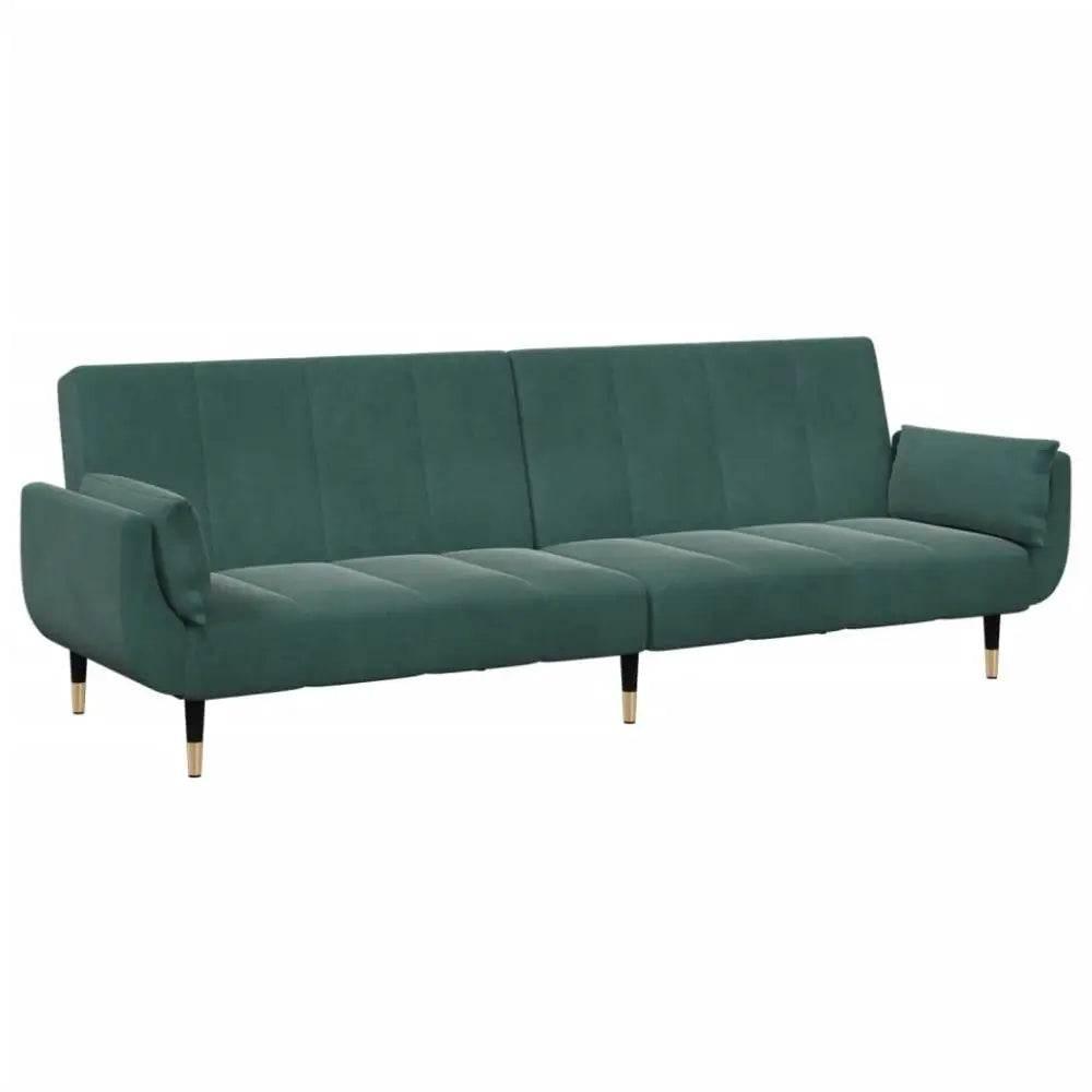 vidaXL Sofa Bed Dark Green Velvet, Wood, Metal Standard - Estalios