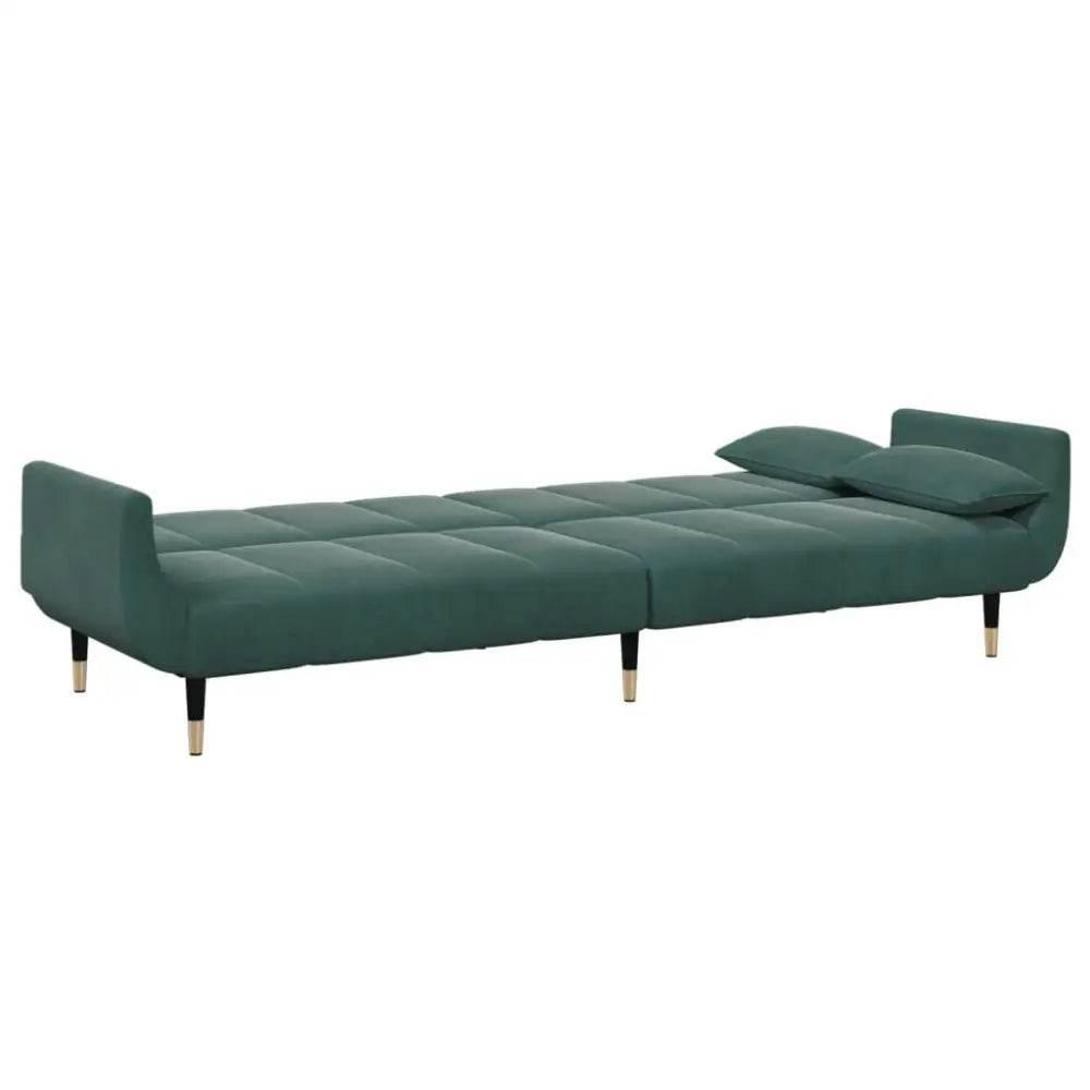 vidaXL Sofa Bed Dark Green Velvet, Wood, Metal Standard - Estalios