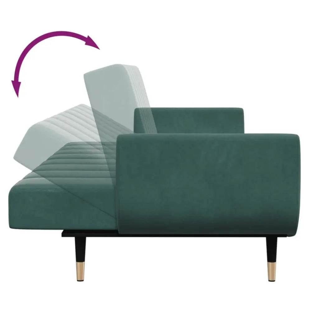 vidaXL Sofa Bed Dark Green Velvet, Wood, Metal Standard - Estalios
