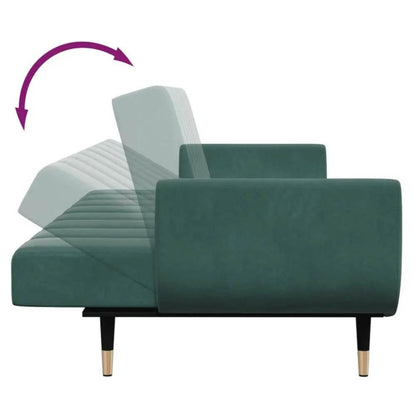 vidaXL Sofa Bed Dark Green Velvet, Wood, Metal Standard - Estalios
