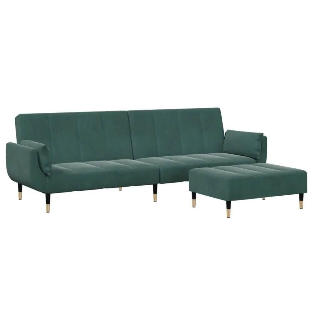 vidaXL Sofa Bed Dark Green Velvet, Wood, Metal Standard - Estalios