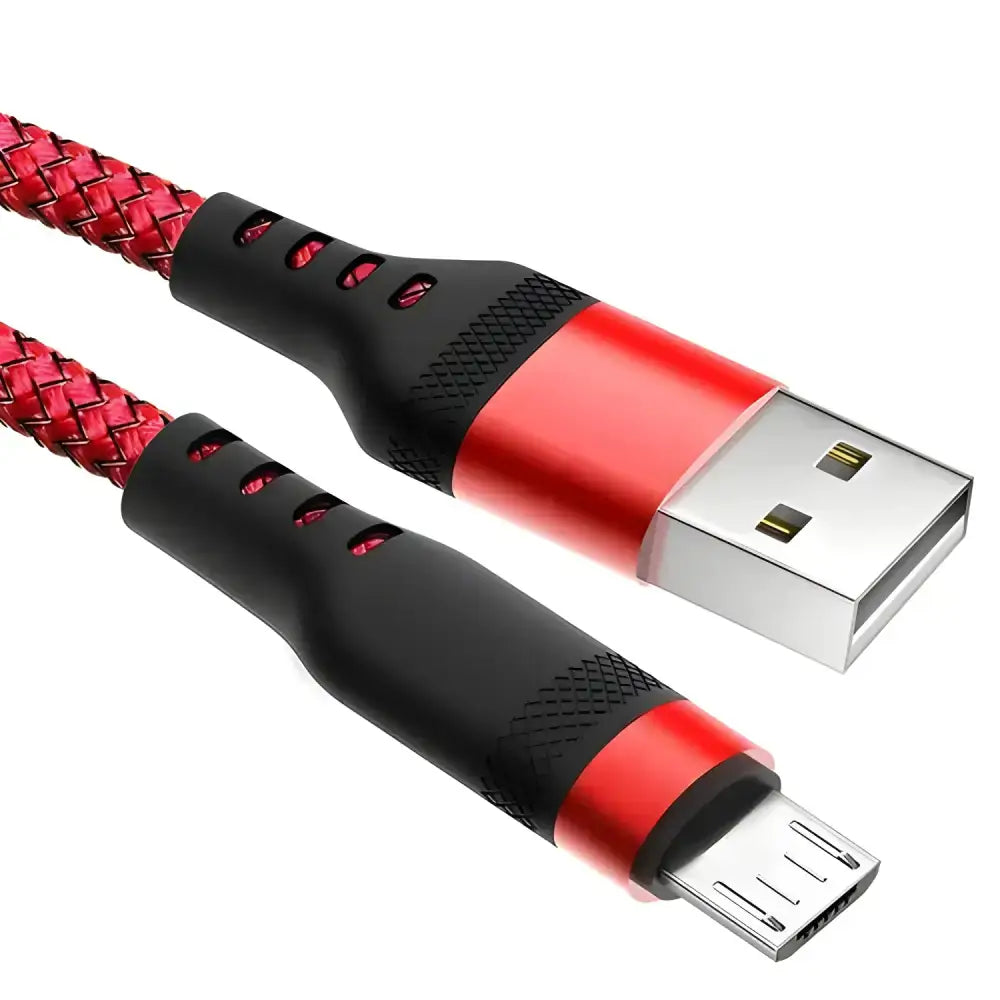 Red and black braided USB cable for Grey Type-C Smart Charging Cable, ideal for micro USB fast charging