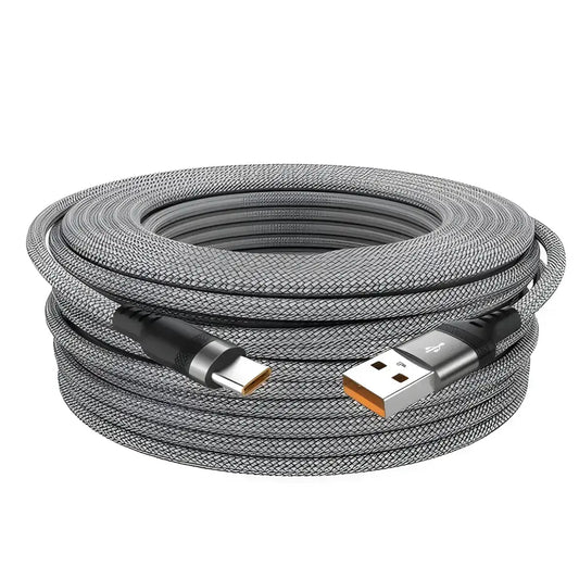 Braided gray USB cable for fast charging with Grey Type-C and Micro USB compatibility