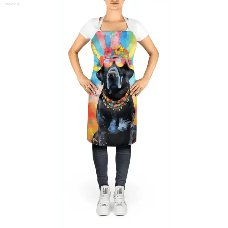 Groovy Dog Aprons: Flower Power Pup Style! Get Ready to Unleash your Inner Chef with this Adorable and Vibrant Dog-themed Apron! Featuring a Cool - Estalios