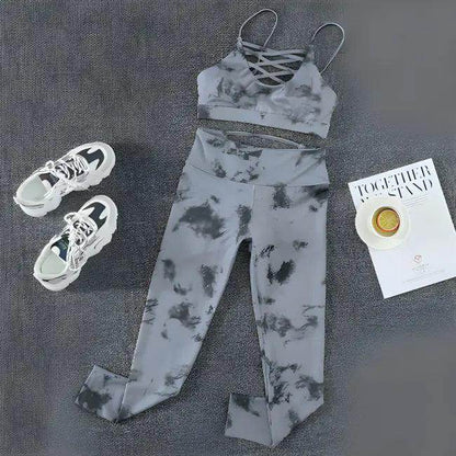 Fire Up Your Workout with Bold Tie Dye Athletic Set - Estalios