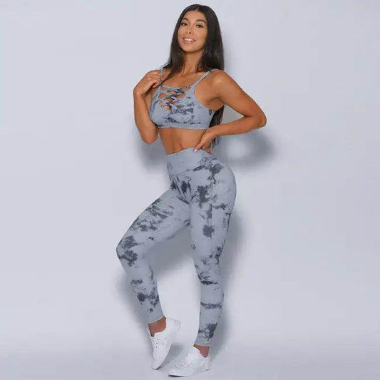 Fire Up Your Workout with Bold Tie Dye Athletic Set - Estalios