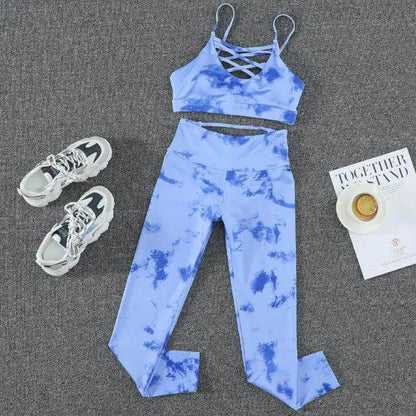 Fire Up Your Workout with Bold Tie Dye Athletic Set - Estalios