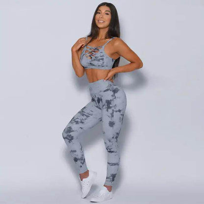 Fire Up Your Workout with Bold Tie Dye Athletic Set - Estalios