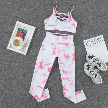 Fire Up Your Workout with Bold Tie Dye Athletic Set - Estalios
