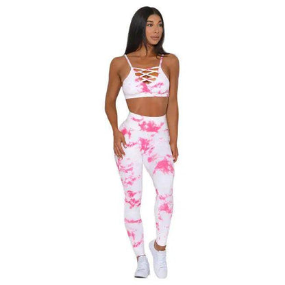 Fire Up Your Workout with Bold Tie Dye Athletic Set - Estalios