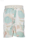 Tie-dye patterned shorts.