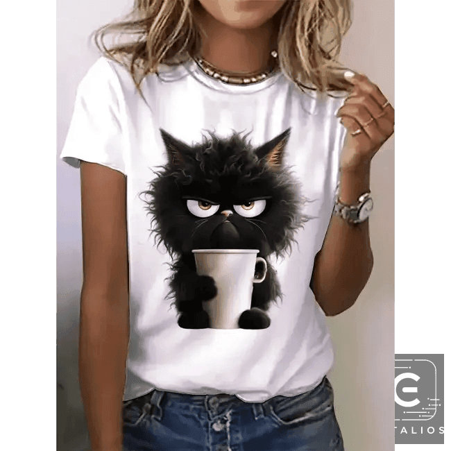 Grumpy Cat Swirl Tee for Fun and Stylish Vibes - Estalios
