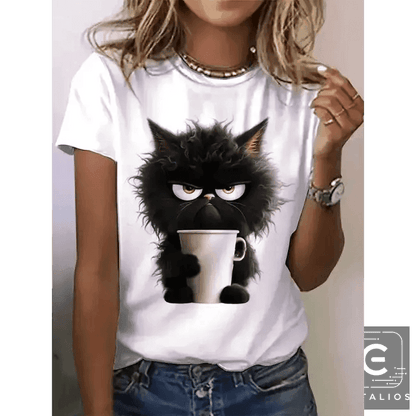 Grumpy Cat Swirl Tee for Fun and Stylish Vibes - Estalios