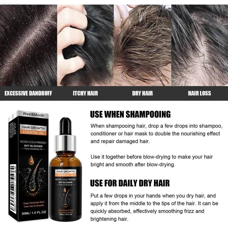 Hair Growth Essential Oil for Dense, Moisturized Hair - Estalios