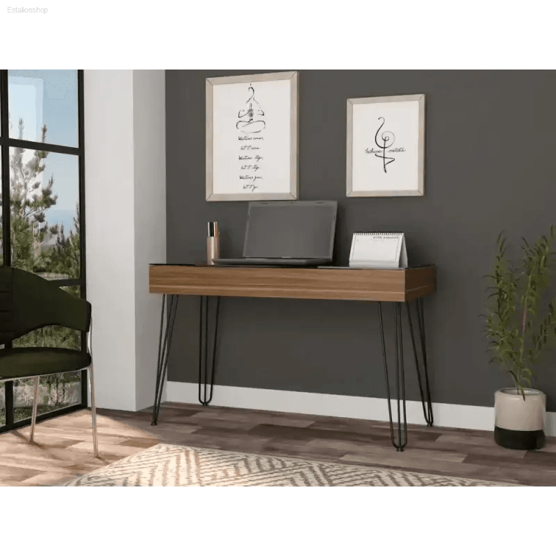 Hairpin Desk Unleash: your Workspace Revolution! Introducing the Wooden Hairpin Desk, a Stylish and Functional Addition to any Home or Office. this Desk Combines - Estalios