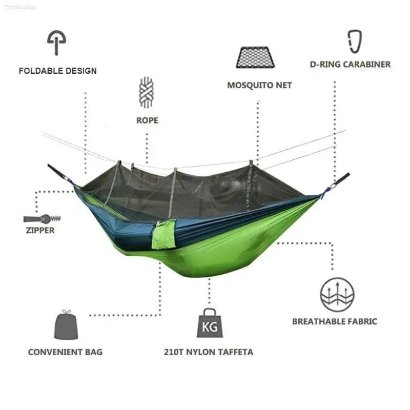 Hammock with Mosquito Net for Comfortable Outdoor Relaxation - Estalios