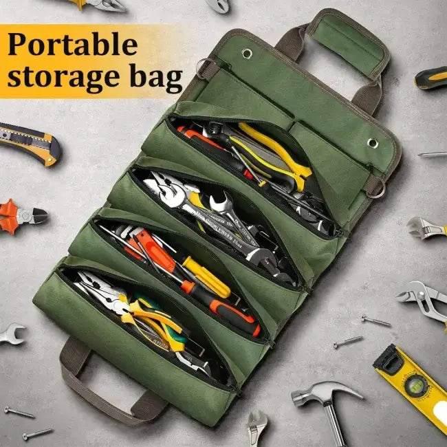 Outstanding Green Canvas Tool Roll for Easy Portable Storage - Estalios