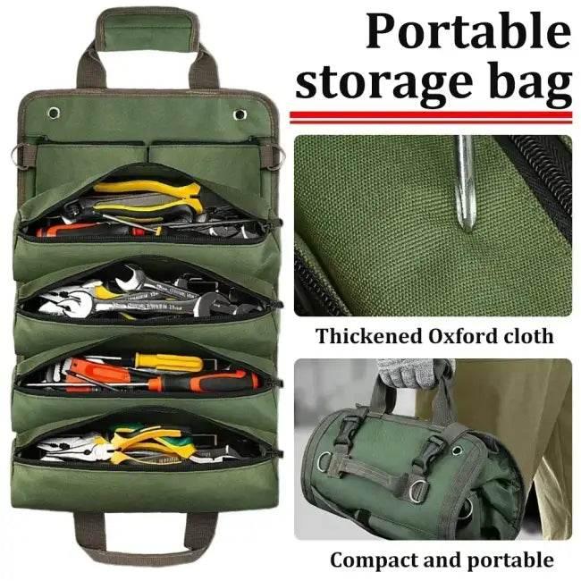 Outstanding Green Canvas Tool Roll for Easy Portable Storage - Estalios