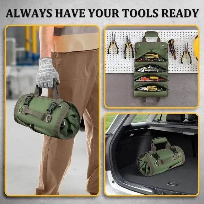 Outstanding Green Canvas Tool Roll for Easy Portable Storage - Estalios