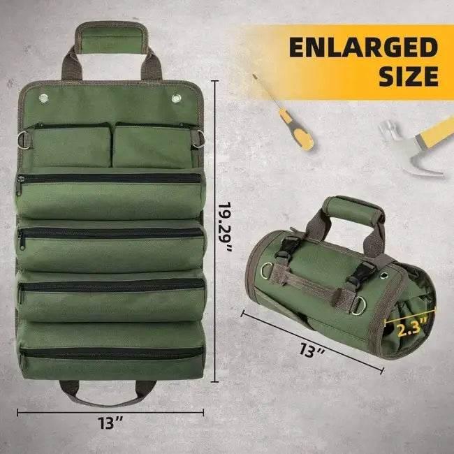 Outstanding Green Canvas Tool Roll for Easy Portable Storage - Estalios