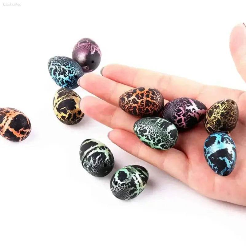 Colorful cracked dinosaur eggs.