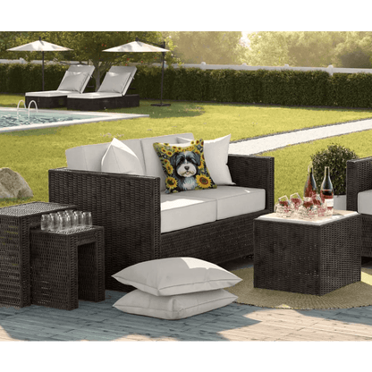 Wicker Wonder: Sunflower Pup Patio Set! Okay, so here's the product description, following all your rules: Bring sunshine and smiles - Estalios