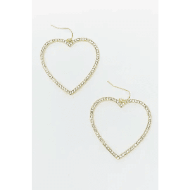 Stunning Heart Fish Hook Earrings with Rhinestones - Estalios