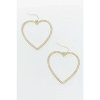 Stunning Heart Fish Hook Earrings with Rhinestones - Estalios