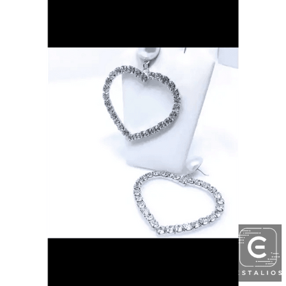 Heart's Desire Rhinestone Drop Earrings with Pearl Studs Glam Up Your Look - Estalios
