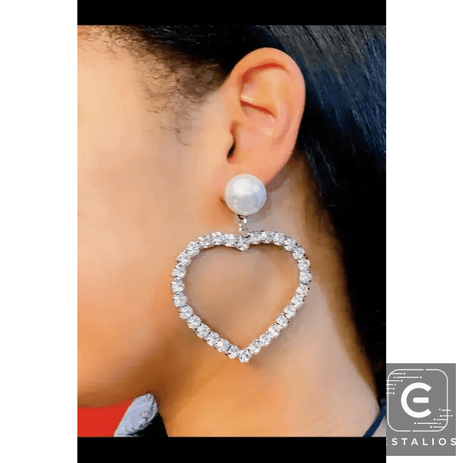 Heart's Desire Rhinestone Drop Earrings with Pearl Studs Glam Up Your Look - Estalios
