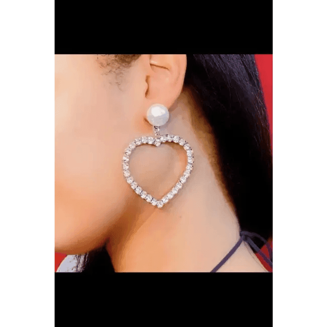 Heart's Desire Rhinestone Drop Earrings with Pearl Studs Glam Up Your Look - Estalios