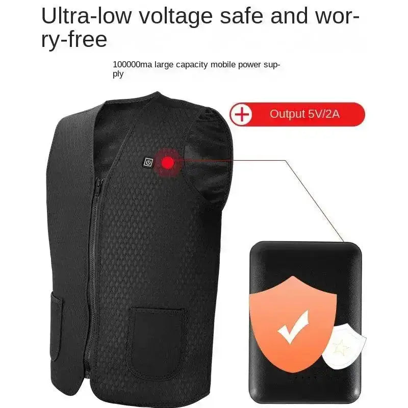 Heated V Neck Vest for winter smart heating with a power bank for extra warmth