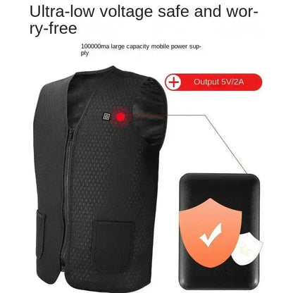 Heated V Neck Vest for winter smart heating with a power bank for extra warmth